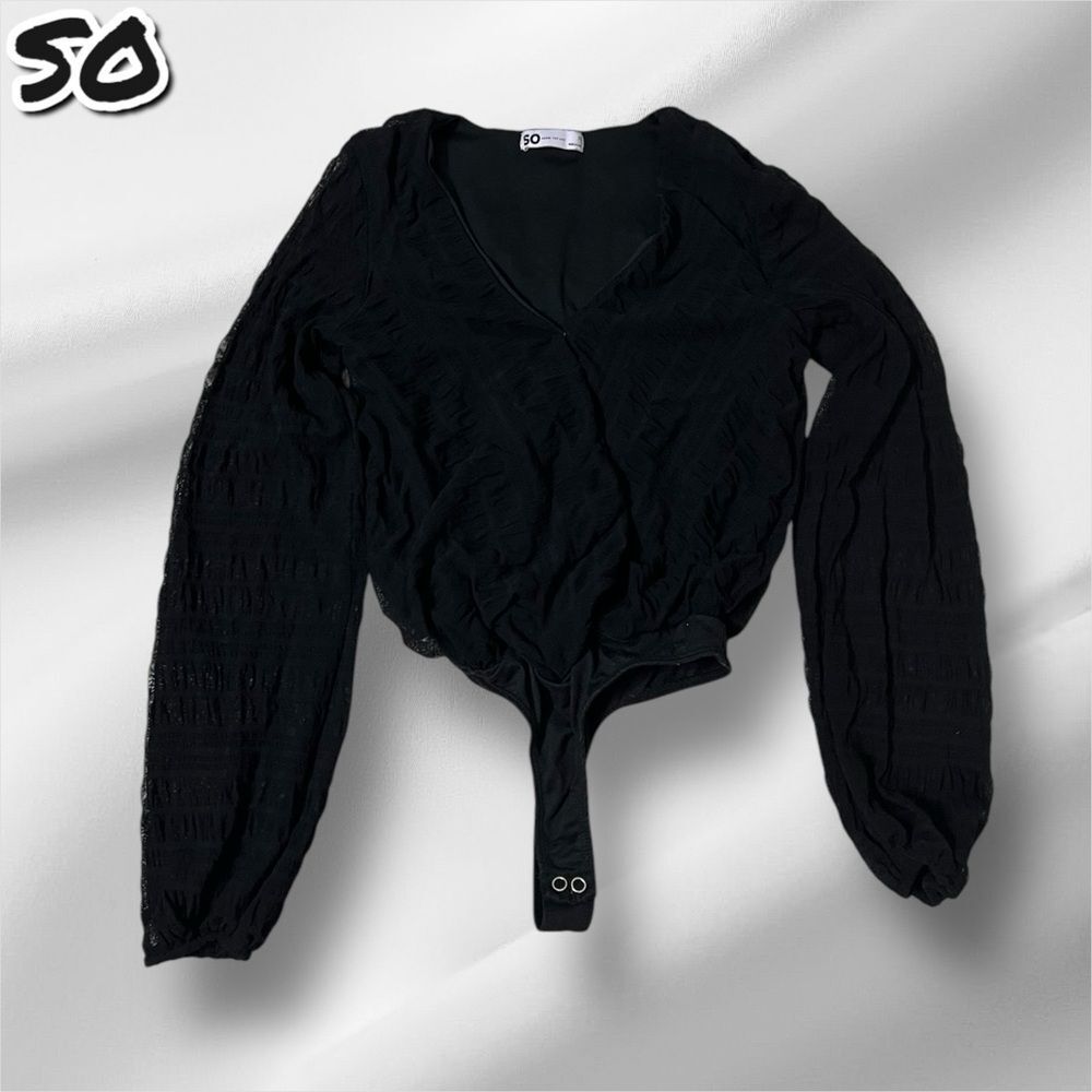 Preowned SO Kohl’s Black Long Sleeve mesh bodysuit - XS